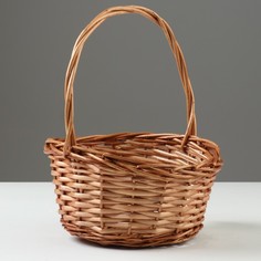 Корзина плетеная 22 x 18 x 10/25 см, медовая, ива No Brand