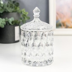 Шкатулка стекло цилиндр 7332449, Узоры и купол, прозрачный, 16х8,5х8,5 см No Brand