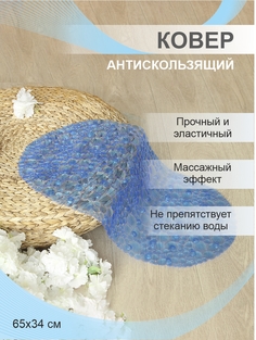 Ковер антискользящий Delphinium коллекция Линза 65х34см голубой