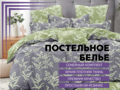 Комплект постельного белья Denvol Classic семейный Сатин простыня на резинке