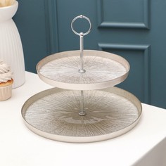 Этажерка AKCAM Кувшинка Нимфея стеклянная двухъярусная d=2128 см