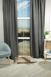 Штора Linen Way 145х260 полиэфир Савана цвет графит