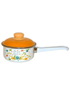 Ковш кухонный Appetite Floral kitchen с крышкой эмалированный 1 л