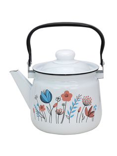 Чайник для плиты Цветочки эмалированный 35 л Эмаль