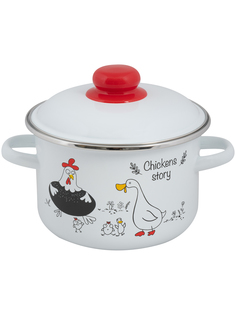 Кастрюля эмалированная Alat Home Chickens’stories с крышкой 2 л