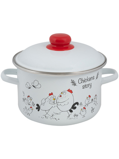 Кастрюля эмалированная Alat Home Chickens’stories с крышкой 3 л
