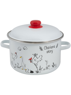 Кастрюля эмалированная ТМ FOOD ATELIER Chickens’stories с крышкой 55 л Alat Home