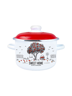 Кастрюля эмалированная Appetite Apple Tree с крышкой 2 л