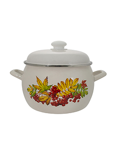 Кастрюля эмалированная Лысьвенские эмали Рябина с крышкой 5 л