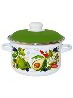 Кастрюля эмалированная СтальАвокадо с крышкой 3 л СтальЭмаль