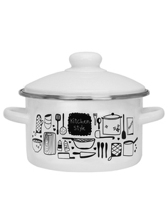 Кастрюля эмалированная Kitchen с крышкой 2 л Эмаль