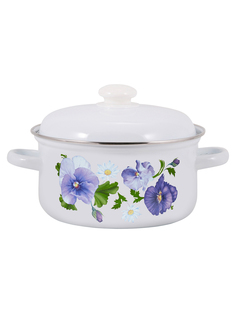 Кастрюля эмалированная Лысьвенские эмали Анютины глазки с крышкой 3 л