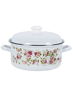 Кастрюля эмалированная Лысьвенские эмали Китайская роза с крышкой 3 л