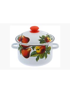 Кастрюля эмалированная Сибирские товары Дары лета с крышкой 2 л