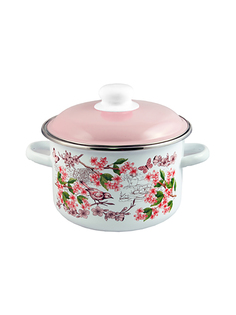 Кастрюля эмалированная Appetite Bird с крышкой 2 л