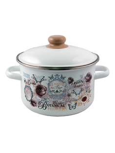 Кастрюля эмалированная Appetite Roses с крышкой 2 л