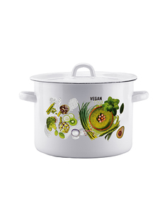 Кастрюля эмалированная Веган с крышкой 45 л Эмаль