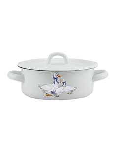 Кастрюля эмалированная Гуси с крышкой 15 л Эмаль