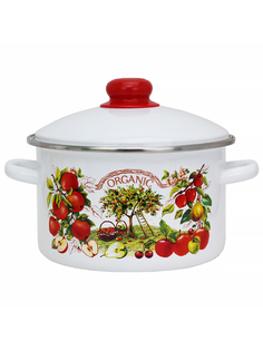 Кастрюля эмалированная Organic, с крышкой, 2 л Эмаль