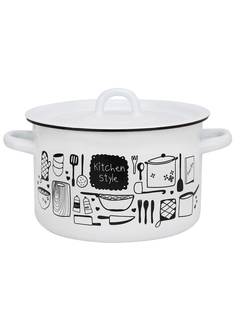 Кастрюля Эмаль эмалированная Kitchen, с крышкой, 3 л