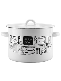 Кастрюля эмалированная Kitchen, с крышкой, 4,5 л Эмаль
