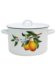 Кастрюля эмалированная Лимоны, с крышкой, 3 л Эмаль