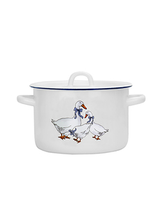 Кастрюля эмалированная Гуси, с крышкой, 3 л Эмаль