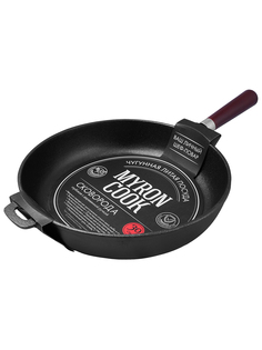 Сковорода глубокая MY REAL IRON COOK чугунная с деревянной ручкой 30 см