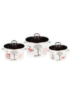 Кастрюля эмалированная Alat Home Осенний парк 3 шт.