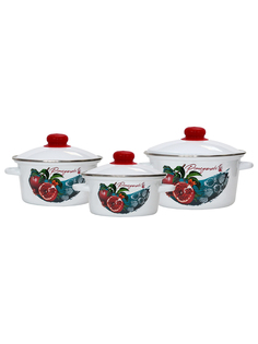 Кастрюля эмалированная Эмаль Гранат 3 шт.