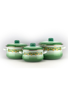 Кастрюля эмалированная Эмаль Золотая лоза 3 шт