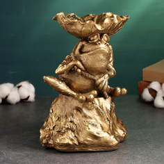 Подставка для мелочей Хорошие сувениры Лягушка на пне 25см бронза