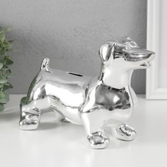 Копилка керамика Такса серебристая 245105х165 см No Brand