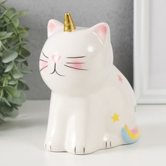 Копилка керамика Котик-единорог 13х10х16 см No Brand