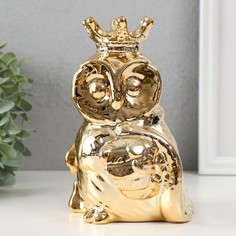 Копилка керамика Филин в короне и мантии золото 12х12х185 см No Brand