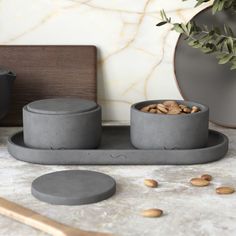 Набор для кухни Astrid 29 поднос XL, емкости M - 2 шт., бетон, графит мат. Musko
