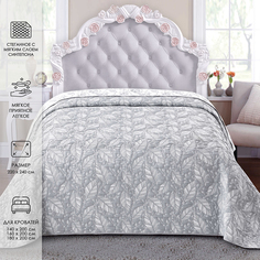 Покрывало жаккардовое THEODORA 220*240 см серое, Листья