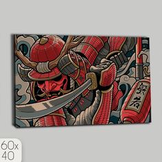 Картина интерьерная на холсте Самурай Япония Воин - 1835 Бруталити