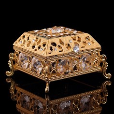Шкатулка Грация, с зеркалом, 5,8x58x44 см, с кристаллами No Brand
