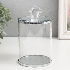 Шкатулка стекло с металлическим ободком Хрусталик 10х10х17,5 см No Brand