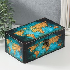 Шкатулка дерево Карта мира Письма 20х12х8 см No Brand
