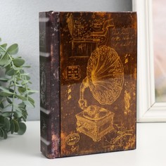 Шкатулка-книга дерево кожзам, стекло Граммофон 4,3х12х18 см No Brand