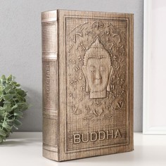 Сейф-книга дерево кожзам Голова будды тиснение, под металл 30х20х6,8 см No Brand