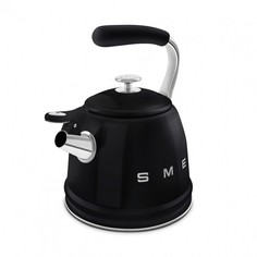 Чайник для плиты SMEG CKLW2001BL со свистком, черный, 2,3л