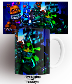 Кружка с принтом кошмарные аниматронники пять ночей у фредди five nights 330 мл No Brand