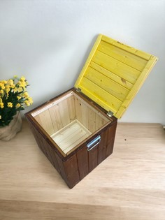 Ящик из массива хвои с откидной крышкой, коричневый No Brand