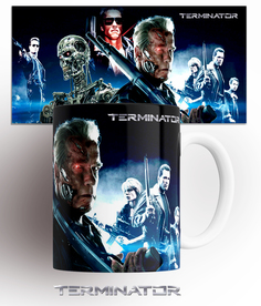 Кружка с принтом Терминатор terminator молодой старый фильм 330 мл No Brand