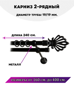 Карниз металлический Lux Decor Атлантида двухрядный Черный матовый, 2,4 м