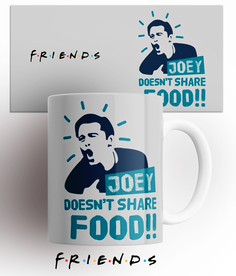 Кружка с принтом Друзья friends джоуи не делится едой 330 мл No Brand