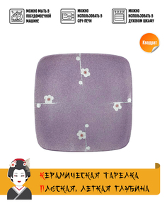 Тарелка квадратная MEIGUANG Sakura керамика светло-розовый 25x25х25 см